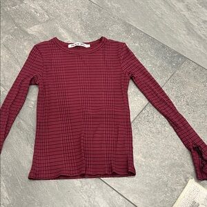 Michael Stars Ribbed Long-Sleeve Top in Wine